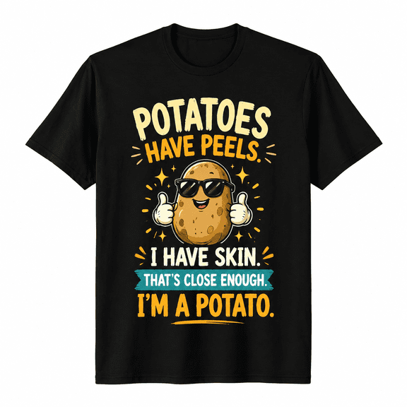 Funny Potato Graphic T-Shirt for Men Women, Basically A Potato Food Pun Shirt, Humorous Meme Tee, Potato Lover Gift, Funny Foodie Shirt, Vegetable Humor Novelty Graphic T-Shirt