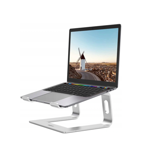 Soporte para computadora portátil Soporte para computadora con enfriamiento de Aluminio, Puede arreglar la Placa de elevación extraíble para computadora portátil, Base de Metal (Plata)