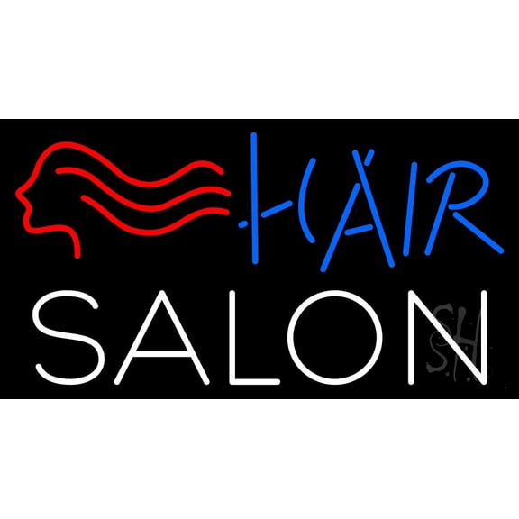 Hair Salon With Girl Logo LED Neon Sign 20 x 37 - inches, Black Square Cut Acrylic Backing, with Dimmer - Bright and Premium built indoor LED Neon Sign for Defence Force.