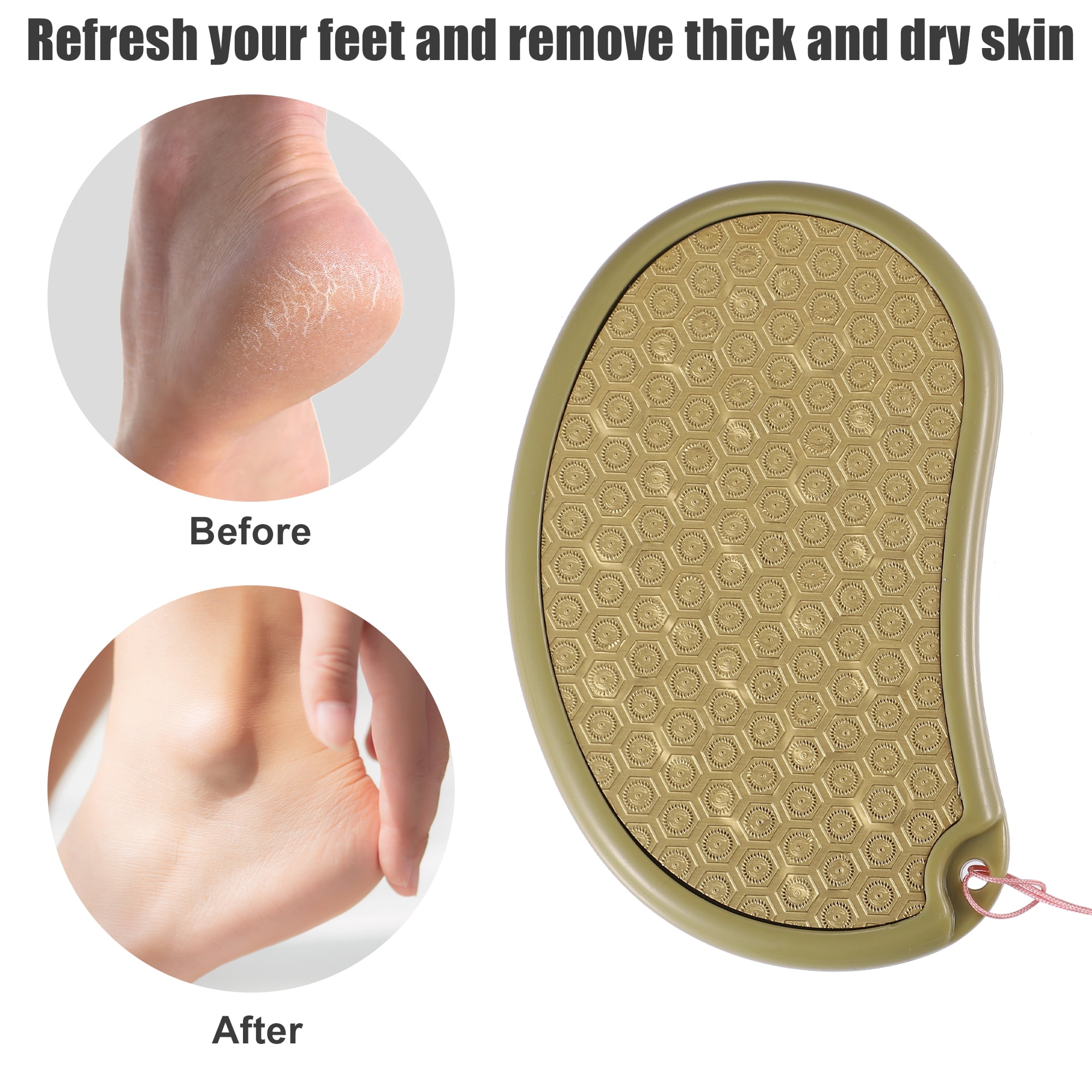 Unique Bargains 1 Pc Stainless Steel Foot File Removes Dead Skin Pedicure Foot Scrubber Gold Tone