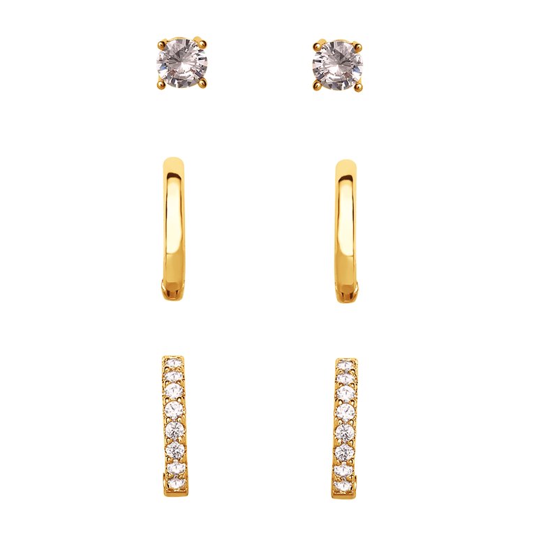 Believe by Brilliance Cubic Zirconia Earring Set, Gold photo 3