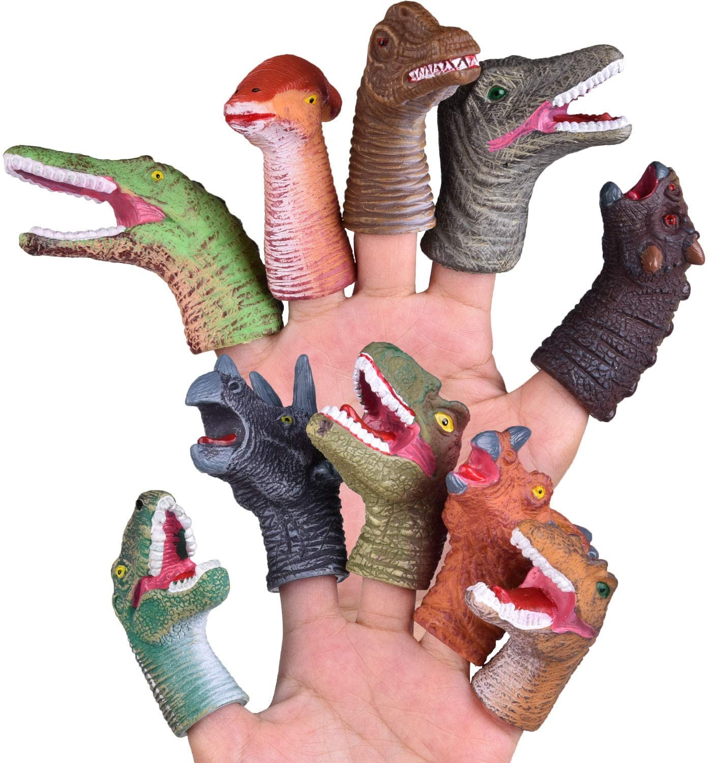 10 Piezas de Marionetas de Dedo de Dinosaurio de Goma para Niños, Juego ...