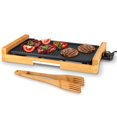 thumbnail image 1 of NutriChefKitchen Parrilla interior sin humo para el hogar, parrilla eléctrica antiadherente, bambú desmontable, control de temperatura, perilla de temperatura ajustable, para barbacoas interiores sin, 1 of 5