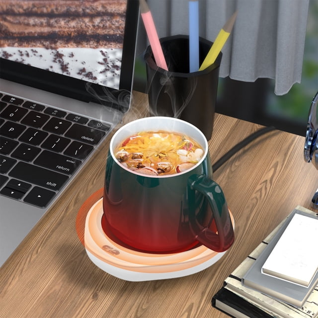 Danhjin Heated Coasters Insulated Coaster, Suitable For Coffee, Tea, Cocoa, Milk, Food, Fruit Candles, Tempered Glass Panel, Safe And Reliable, Black, White, Green