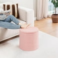 thumbnail image 2 of Round Storage Ottoman Foot Rest Stool with Tray Velvet Sherpa Folding Storage Ottoman,Boucle Foot Rest for Living Room, Bedroom, Dorm,Pink Color, 2 of 14