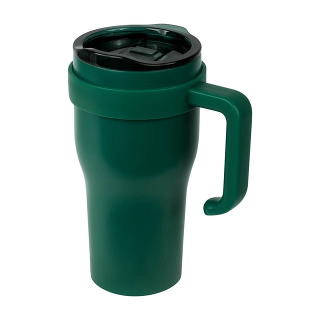 Termo metálico con doble pared, tapa con cierre push y válvula de seguridad verde 13.4 x 18.2 x 9.5