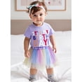 thumbnail image 4 of RUINIXCW Kids Toddler Girl Birthday Cake Mesh Outfit 1 2 3 4 5 6 Years Birthday Summer Outfit It's My Birthday Letter Embroidery Short Sleeve T Shirt with Rainbow Tulle Tutu Skirt 2 Pcs Set, 4 of 8