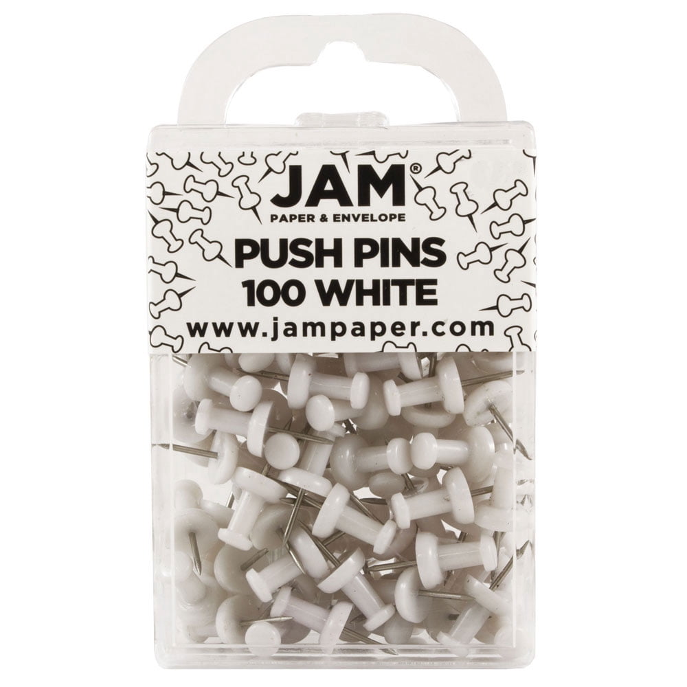 JAM Paper Push Pins, White, 2 Packs of 100