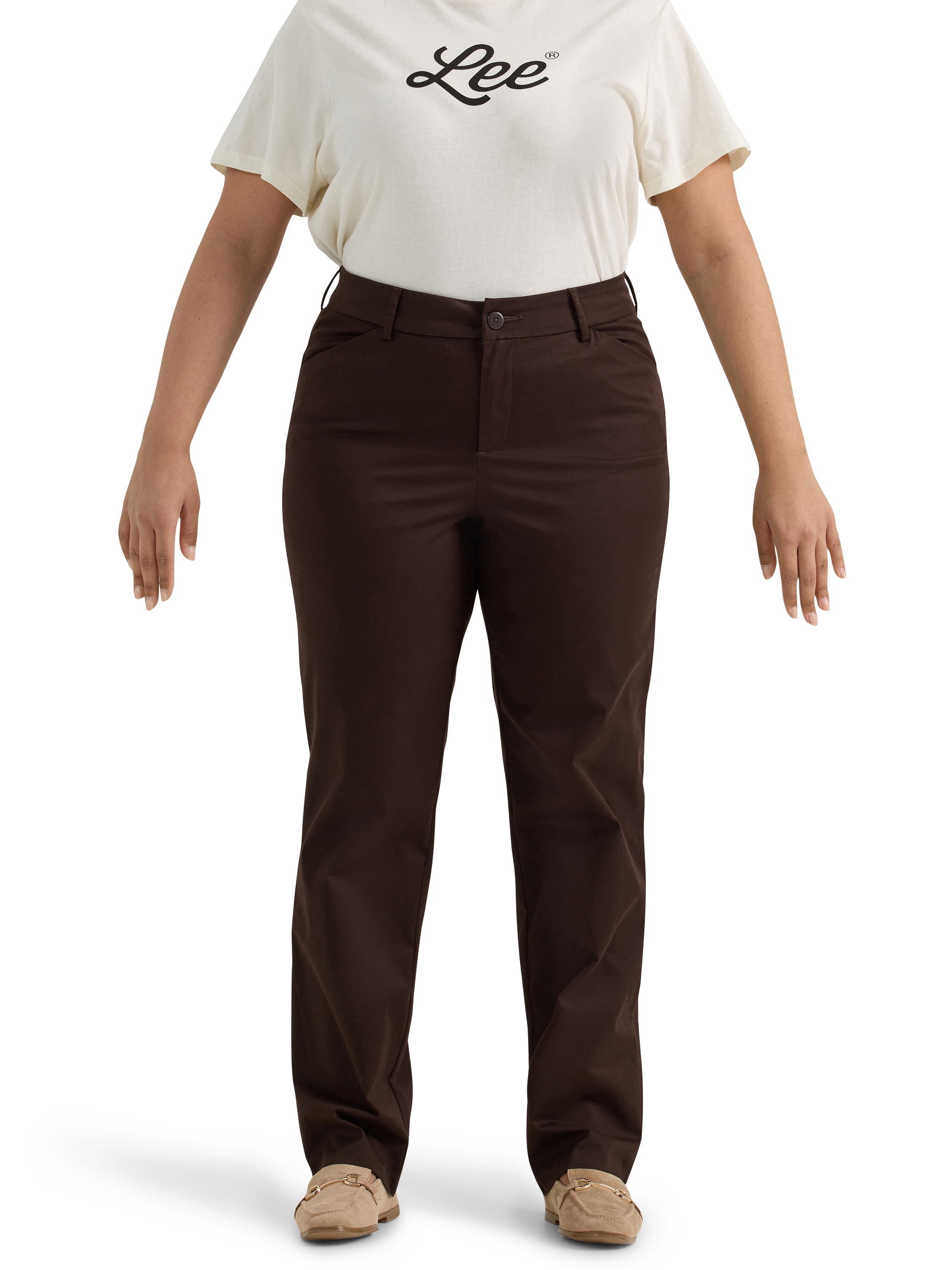Lee Women's Plus Wrinkle Free Relaxed Fit Straight Leg Pant, Sizes 14-30