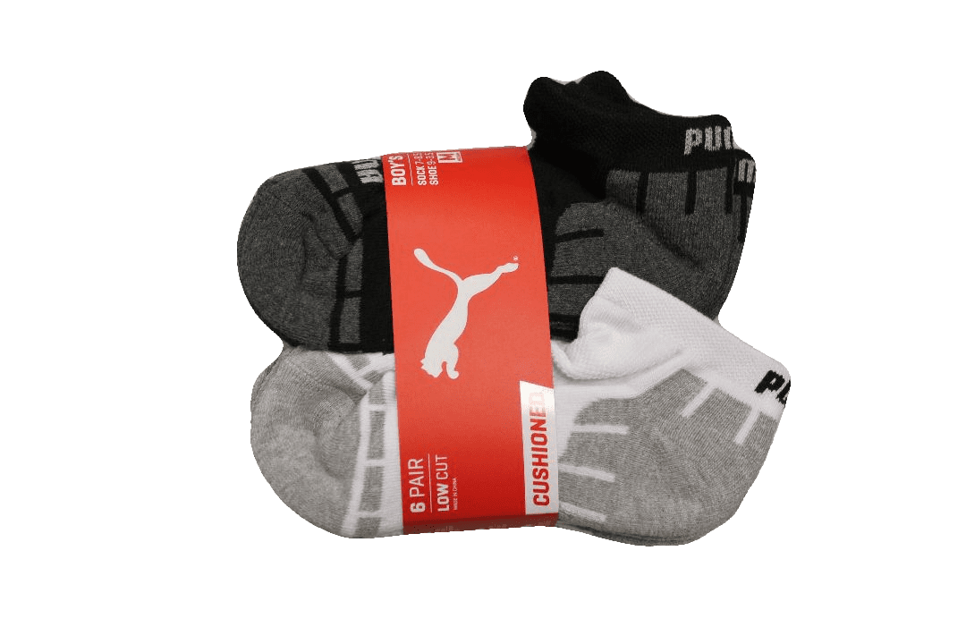 PUMA Boys' Black/White Low Cut 6-Pack Socks, Size 5-11 - Walmart.com