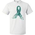 thumbnail image 3 of Inktastic Ovarian Cancer Awareness Teal Ribbon Made of Hearts T-Shirt, 3 of 5