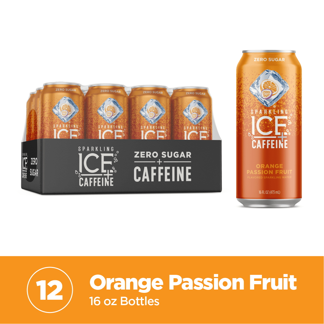 Sparkling Ice +Caffeine Orange Passionfruit Sparkling Water, 16 Fl Oz