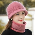 thumbnail image 5 of WMTBSRSW 2-Pieces Winter Hat Scarf Set, Knit Warm Beanie Hat with Brim Fleece Lined Neck Warmer Slouchy Visor Hats Scarf for Women, 5 of 7