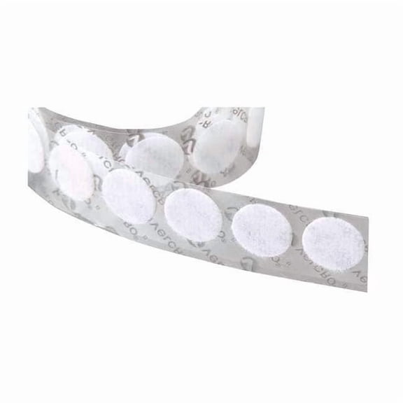 Reclosable Fastener, Disc, Acrylic Adhesive, 1/2 in, White, 1440 PK