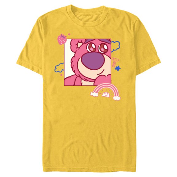 Disney and Pixar’s Toy Story Lotso Bear Fluffy Rainbows Cute - Short Sleeve Blended T-Shirt for Adults - Customized-Yellow