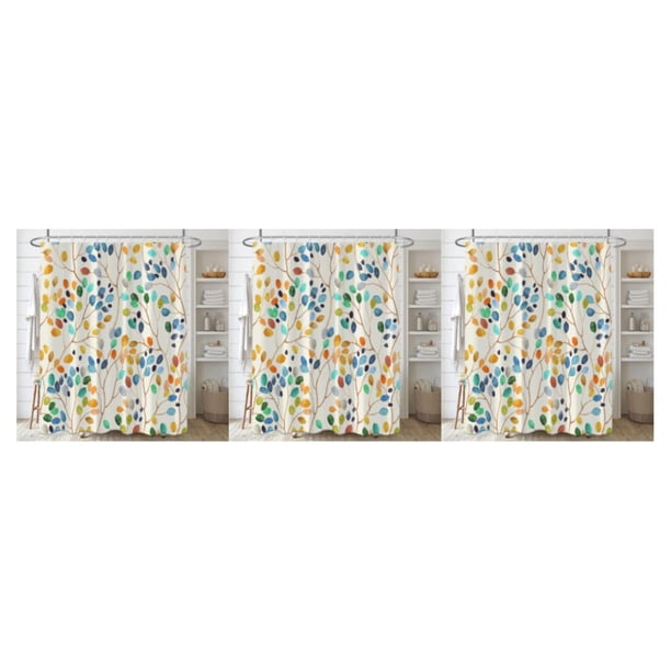 Cortina de ducha Wosthever flores color agua impermeable poliéster 180cm x 180cm