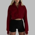 thumbnail image 3 of zfwon Crop Half Zip Up Hoodies for Women Lightweight Hooded Long Sleeve Sweatshirts with Thumb Holes Loose Comfy Pullover Tops Solid Color Sportswear Streetwear Trendy Y2K Tops, 3 of 7