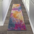 thumbnail image 5 of 12' Blue Abstract Power Loom Runner Rug, 5 of 8