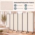 thumbnail image 3 of Costway Room Divider, 6-Panel Folding Privacy Screen with Lockable Rolling Wheels for Home Beige, 3 of 10
