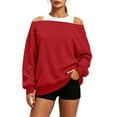 thumbnail image 3 of Tqcoqu Women's Off Shoulder Long Sleeve Sweatshirt, Oversized Drop Shoulder Loose Casual Pullover Tops for Fall, 3 of 10