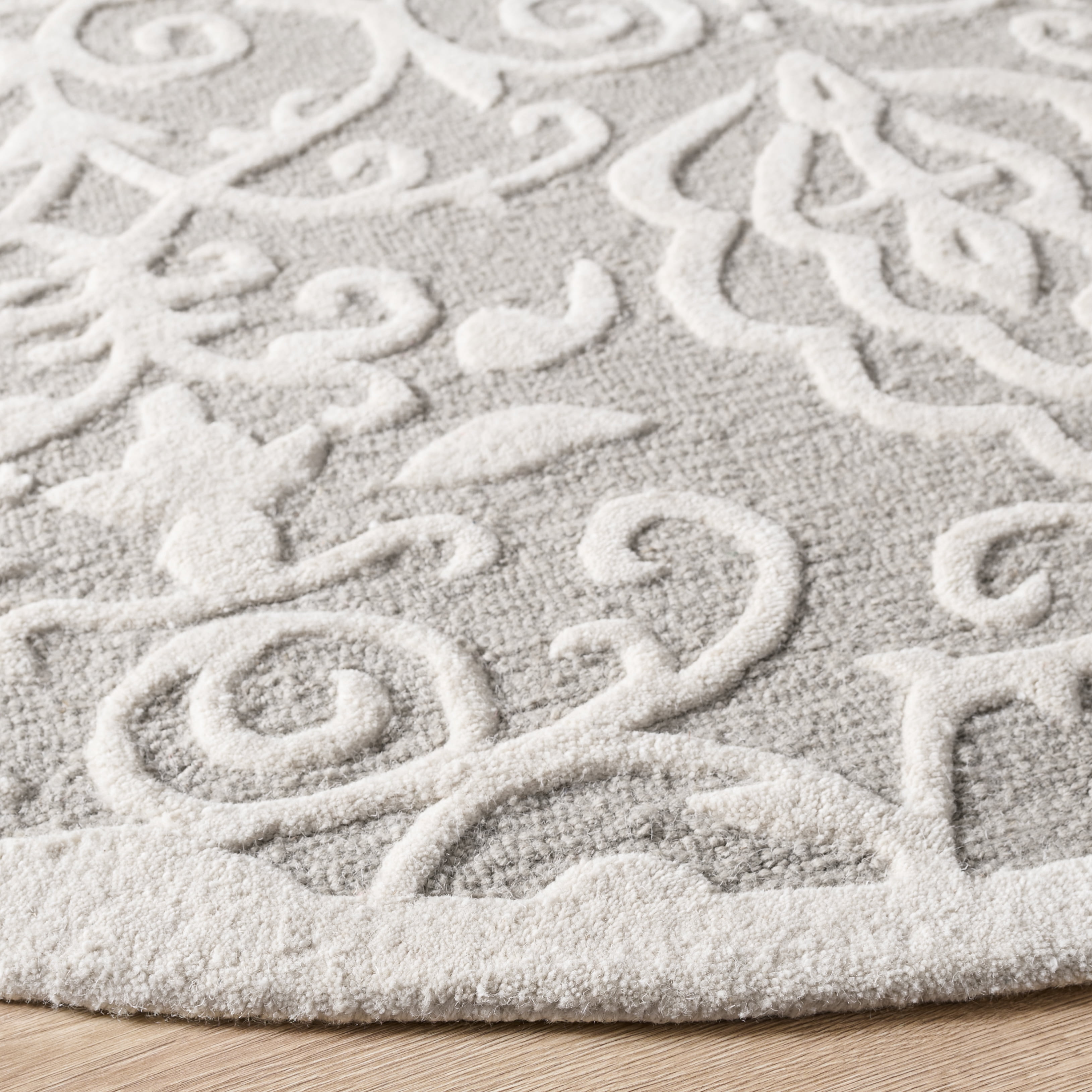 Safavieh Martha Stewart Marais Geometric Damask Area Rug, Whetstone Gray, 7' x 7' Round
