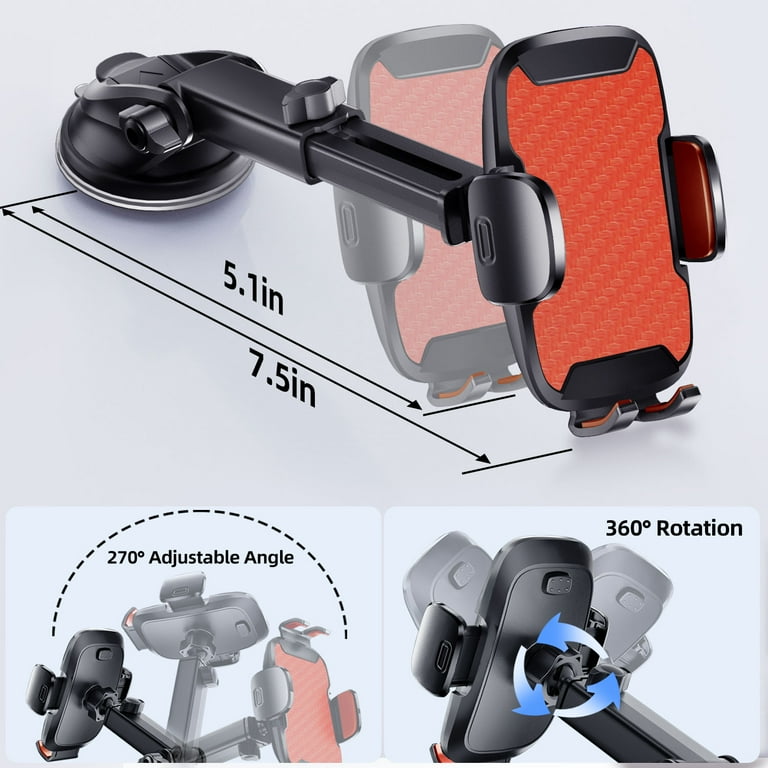 YOOVEE 360° Car Phone Mount, Dashboard & Vent, Orange photo 2