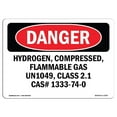 thumbnail image 1 of SignMission OS-DS-A-1218-L-2357 12 x 18 in. OSHA Danger Sign - Hydrogen Compressed Flammable Gas UN1049, 1 of 1