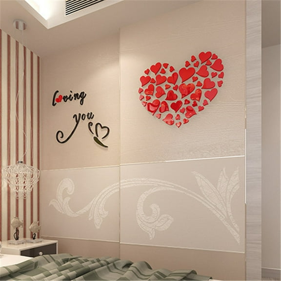 Heart Diy Removable Vinyl Decal Art Mural Wall Stickers Home Room Decor Red