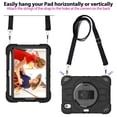 thumbnail image 4 of ELEHOLD Case for iPad mini (6th Generation), Heavy Duty Shockproof Case with Pencil Holder/Stand/Hand Strap/Shoulder Belt, Rugged Protective Cover for Boys Girls,Black, 4 of 10
