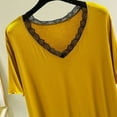 thumbnail image 4 of Womens Tank Tops with Built in Bra Women Fashion Large Size V-Neck Solid Color Lace V-Neck Short-Sleeved T-Shirt Home Coat Yellow Free Size, 4 of 9