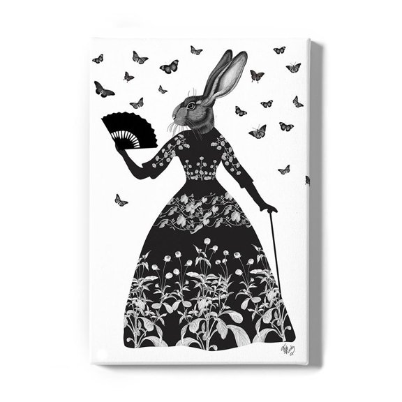 Black Rabbit Wrapped Canvas -Fab Funky Designs,