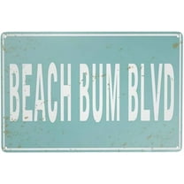 NENAWOS Retro Metal Sign Vintage Tin Sign Beach Bum BLVD Sign for Plaque Poster Cafe Wall Art Gift 12 X 8 INCH, White