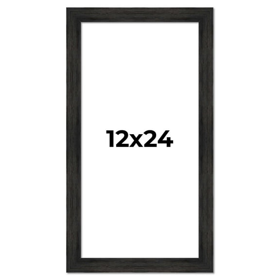 12x24 Frame Black Rustic Barnwood Solid Wood Picture Frame | 1.5 Inch Moulding Width | Includes UV