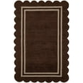 thumbnail image 2 of Hauteloom Chogan Modern Geometric Bordered Solid Color Runner Rug for Hallway, Kitchen - Hand Tufted Wool Natural Fiber Carpet with Scalloped Edges - Chocolate Brown, Taupe - 2'6" x 8', 2 of 14