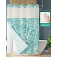 thumbnail image 2 of No Hook Shower Curtain with Snap in Liner, Summer Gradient Teal Ocean Coral Coastal Hotel Shower Curtains for Bathroom, Washable Shower Curtain Liner Set with Mesh Top Window, 66"x72", 2 of 6