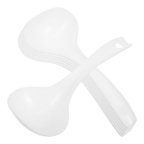 TABLETREANDS 6Pcs Rice Serving Spoon White Deep Bowl PP Ergonomic For Home