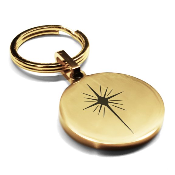 Stainless Steel Religious Star of Bethlehem Round Medallion Keychain Circle Ring