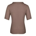 thumbnail image 5 of Clearance!NMMUED Short Sleeve Sweater for Women, Summer Sweaters for Women Lightweight, Lightweight Sweaters for Women, Lapel Collar Shirt Women, Knit Tops for Women, Pink M, 5 of 7