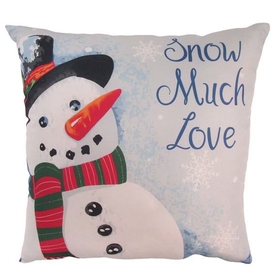 Mainstays 16" x 16" Reversible Decorative Outdoor Throw Pillow, Blue Snowman