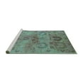 thumbnail image 2 of Ahgly Company Machine Washable Indoor Rectangle Oriental Turquoise Blue Industrial Area Rugs, 8' x 12', 2 of 4