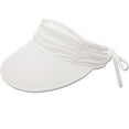 thumbnail image 3 of Panama Jack Women's Sun Visor Hat - Lightweight, Packable, Adjustable Tie, 4" Wide Floating Big Brim with Embroidered Logo (White), 3 of 9