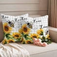 thumbnail image 2 of Sunflower Bee Outdoor Waterproof Pillow Covers, Grey Buffalo Checkered Botanical Floral Decorative Square Throw Pillowcase Sofa Cushion Sham for Patio/Couch/Chair, 24"x24" 2 Pack, 2 of 8