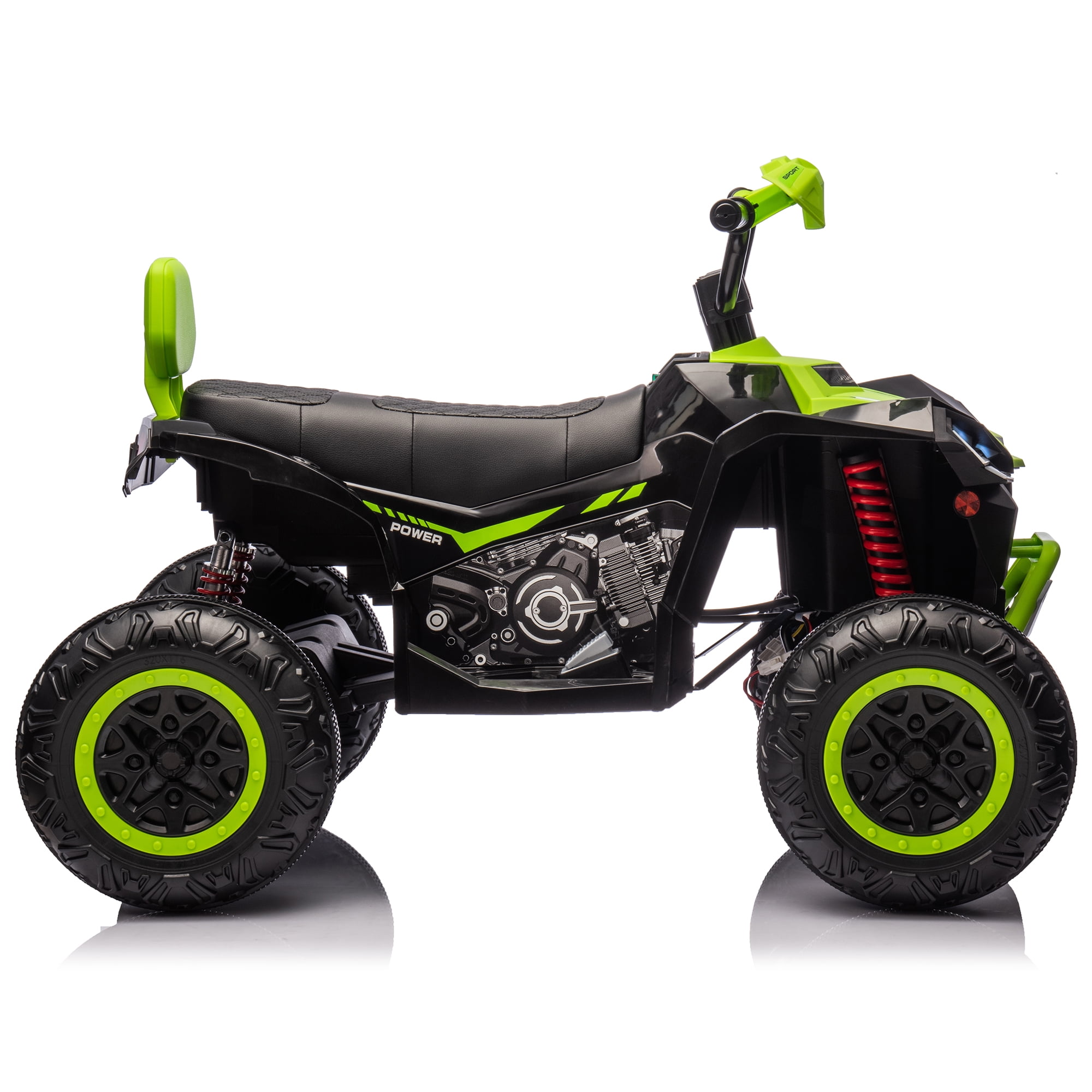 Joyracer 12V Kids Ride On ATV, 2* 45W Motor 4.5AH Battery Powered Electric Vehicle w/ LED Lights, High & Low Speed,Music, Spring Suspension, Ride on Car 4 Wheeler Quad for Boys & Girls,Green