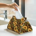 thumbnail image 5 of Goofa Yellow Black Plaid Sunflower Pattern Triangle Square Tissue Box Cover, Modern PVC Leathe Facial Paper Holder,Decorative Holder/Organizer for Bathroom Vanity Countertop, 5 of 9