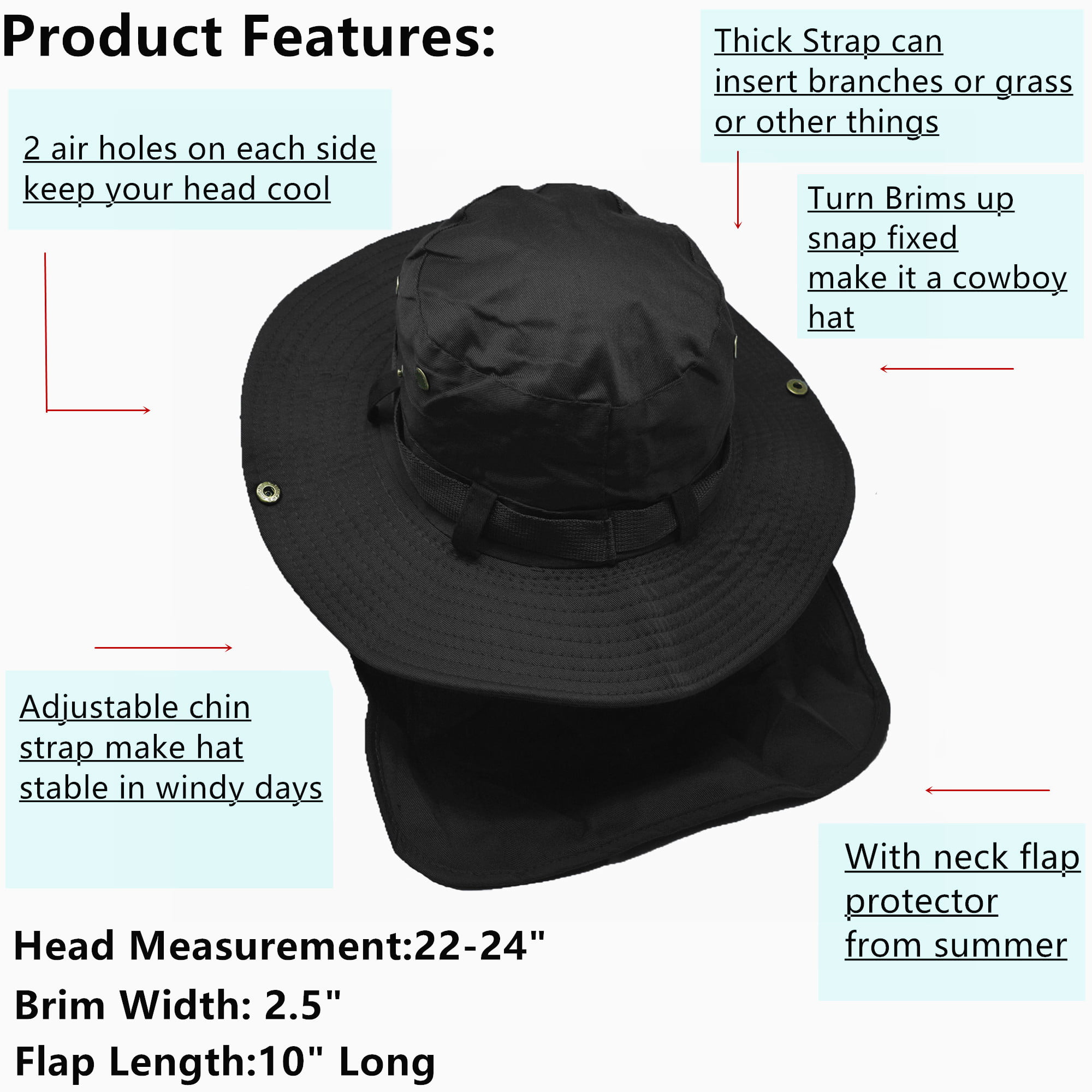 Glory Max Bucket Boonie Hat with Neck Flap Cover Sun Safari Wide Brim  Fishing Garden Hiking Cap (Beige) - Yahoo Shopping