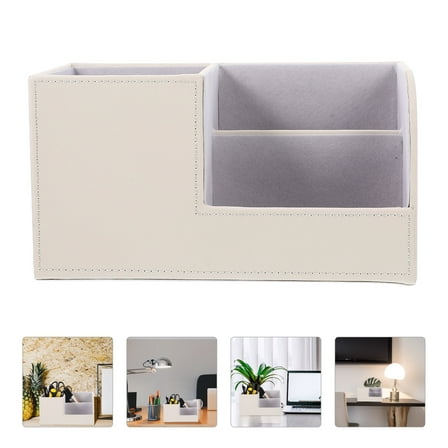 AURARMLET Household Desk Organizer Rectangular Leather 1Set 7.9X3.5X4.3In