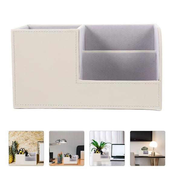 AURARMLET Household Desk Organizer Rectangular Leather 1Set 7.9X3.5X4.3In
