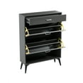 Shoe with 2 Flip Drawers and Open Shelf,Free Standing Shoe