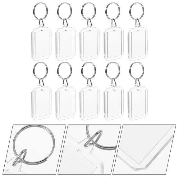 MLINS 10Pcs Clear Photo Frame Keychain Bag Hanging Decor For Diy Projects And Daily Use