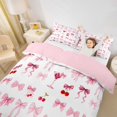 thumbnail image 2 of spefrowx Watercolor Bowknot Duvet Cover Queen for Women, Pink Cherry Cocktail Print Queen Bedding, Pink Reversible, 3-Piece, 1 Duvet Cover and 2 Pillowcases, 2 of 6